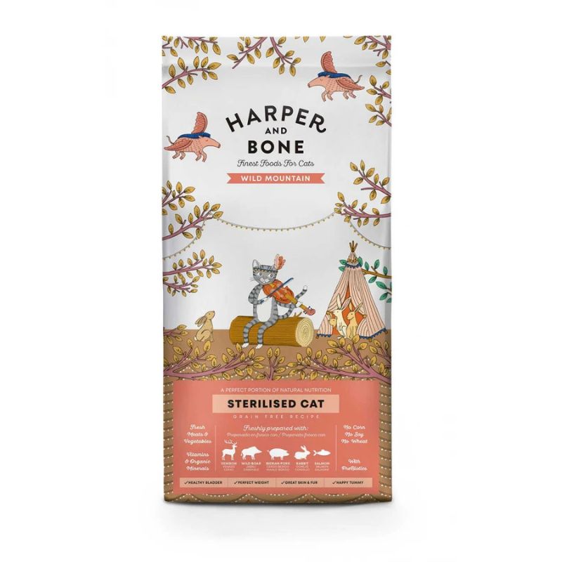 Harper & Bone Sterilised Cat Fresh Market Ξηρά Τροφή για Ενήλικες Στειρωμένες Γάτες με Ελάφι-Αγριογούρουνο-Χοιρινό-Κουνέλι-Σολομό