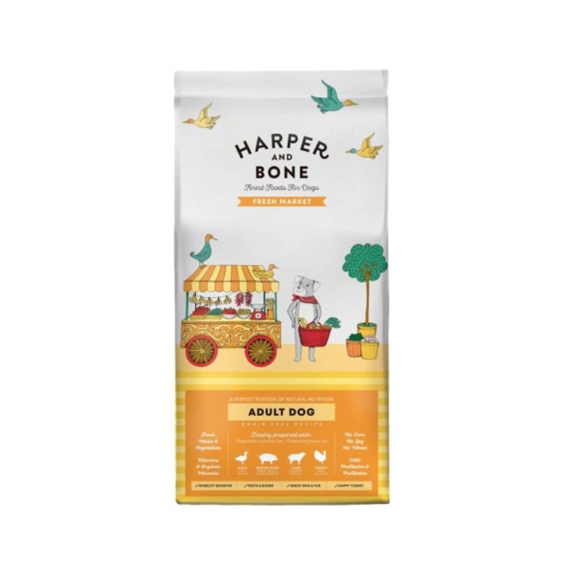 Harper & Bone Adult Medium Large Fresh Market Ξηρά Τροφή για Μεσαίους και Μεγαλόσωμους Ενήλικους Σκύλους με Πάπια-Ιβηρικό Χοιρινό-Αρνί Γαλοπούλα 2kg